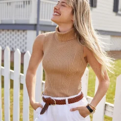 Ärmelloser Rollkragenpullover für Damen