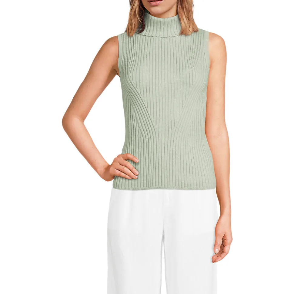Ärmelloser Rollkragenpullover für Damen