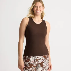 Ärmelloses, geripptes Top für Damen