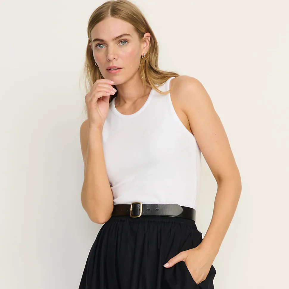 Ärmelloses, geripptes Top für Damen