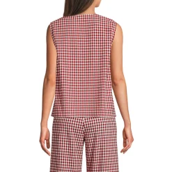 Ärmelloses Gingham-Top mit Schnürung für Damen