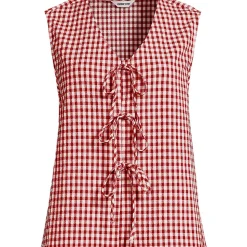 Ärmelloses Gingham-Top mit Schnürung für Damen