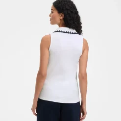 Ärmelloses Ripp-Top mit Polokragen für Damen