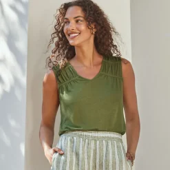 Ärmelloses Soft Flow Top aus Leinenmix für Damen