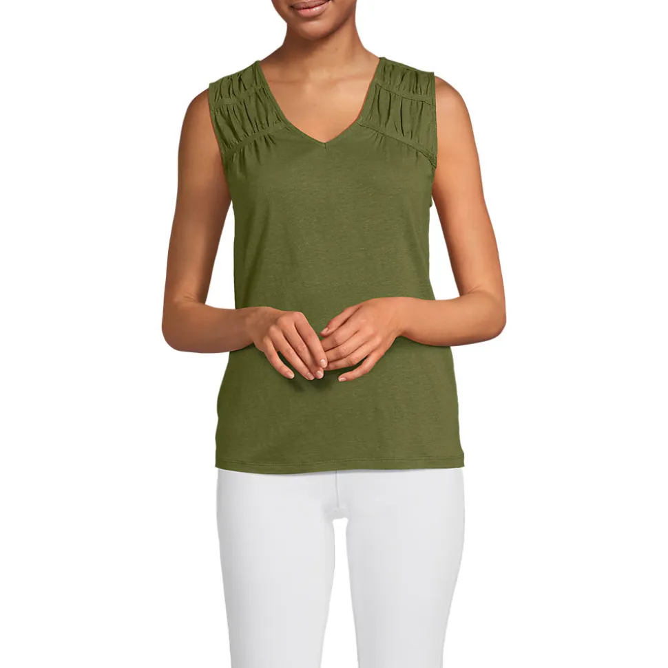 Ärmelloses Soft Flow Top aus Leinenmix für Damen