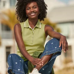 Ärmelloses Supima-Poloshirt für Damen