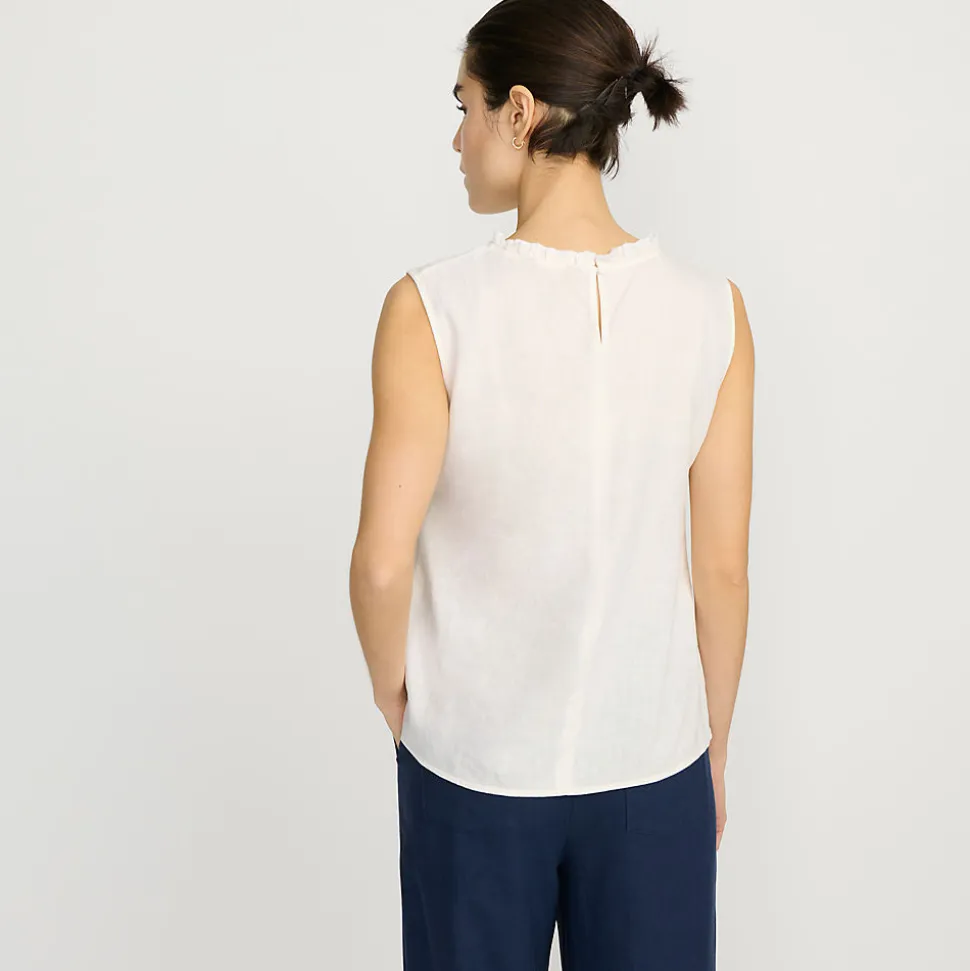 Ärmelloses Top im Leinenmix für Damen