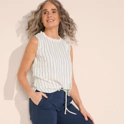 Ärmelloses Top im Leinenmix für Damen