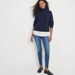 Rollkragenpullover im Lagenlook für Damen