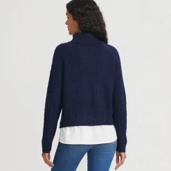 Rollkragenpullover im Lagenlook für Damen