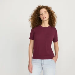 Rundhalspullover aus Baumwolle/Seidenmix für Damen