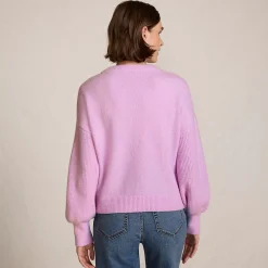 Rundhalspullover mit aufgestickten Blumen für Damen