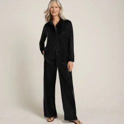 Samthose mit weitem Bein für Damen