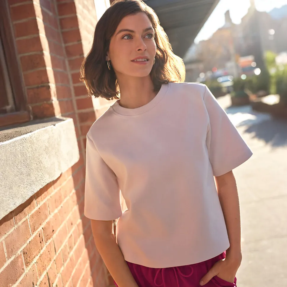 Samtweiches Shirt mit Rundhalsausschnitt für Damen