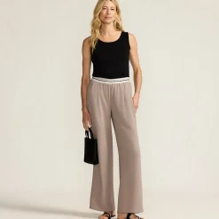 Satinhose mit Streifenbund für Damen