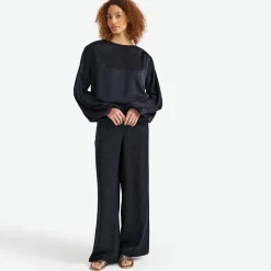 Satin Langarm-Bluse für Damen
