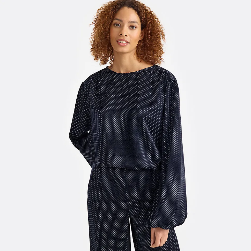 Satin Langarm-Bluse für Damen