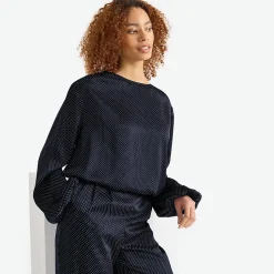 Satin Langarm-Bluse für Damen