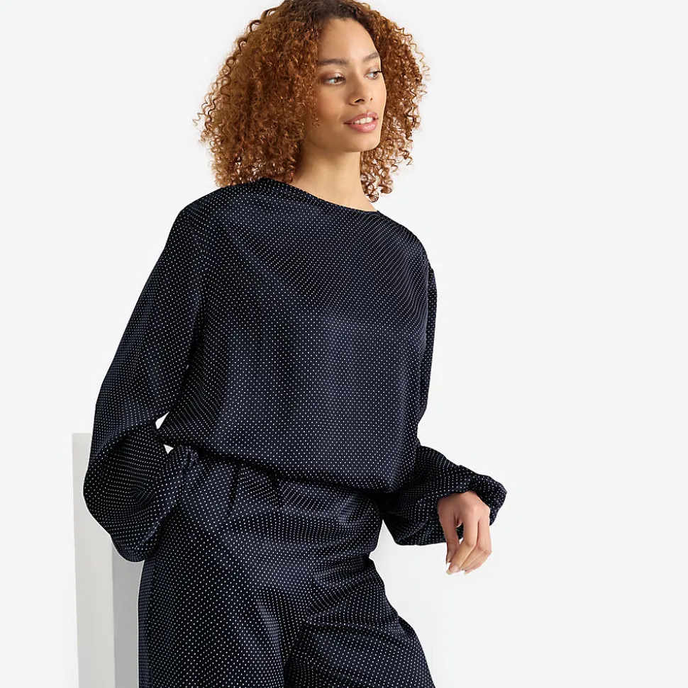Satin Langarm-Bluse für Damen