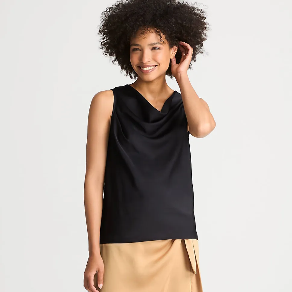 Satin-Top mit Wasserfallausschnitt für Damen