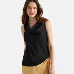 Satin-Top mit Wasserfallausschnitt für Damen
