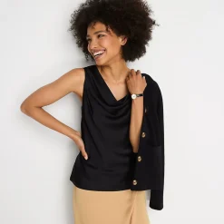Satin-Top mit Wasserfallausschnitt für Damen