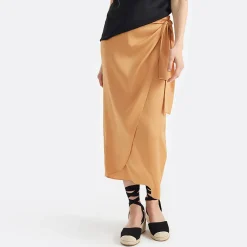 Satin-Wickelrock in Midi-Länge für Damen