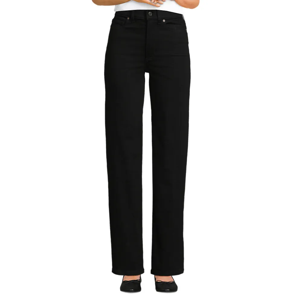 Schwarze Rail Straight Fit Jeans High Waist für Damen