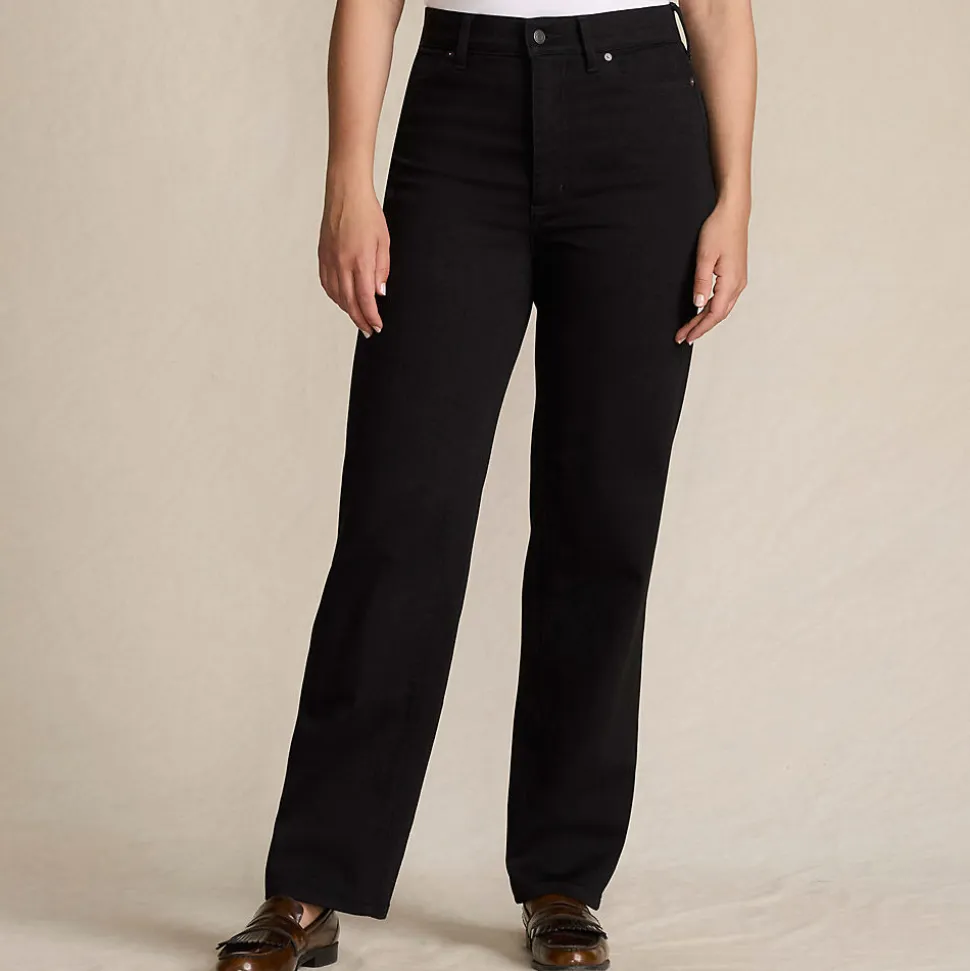Schwarze Rail Straight Fit Jeans High Waist für Damen