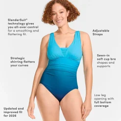 Shape-Badeanzug mit V-Ausschnitt SLENDER für Damen in F-Cup