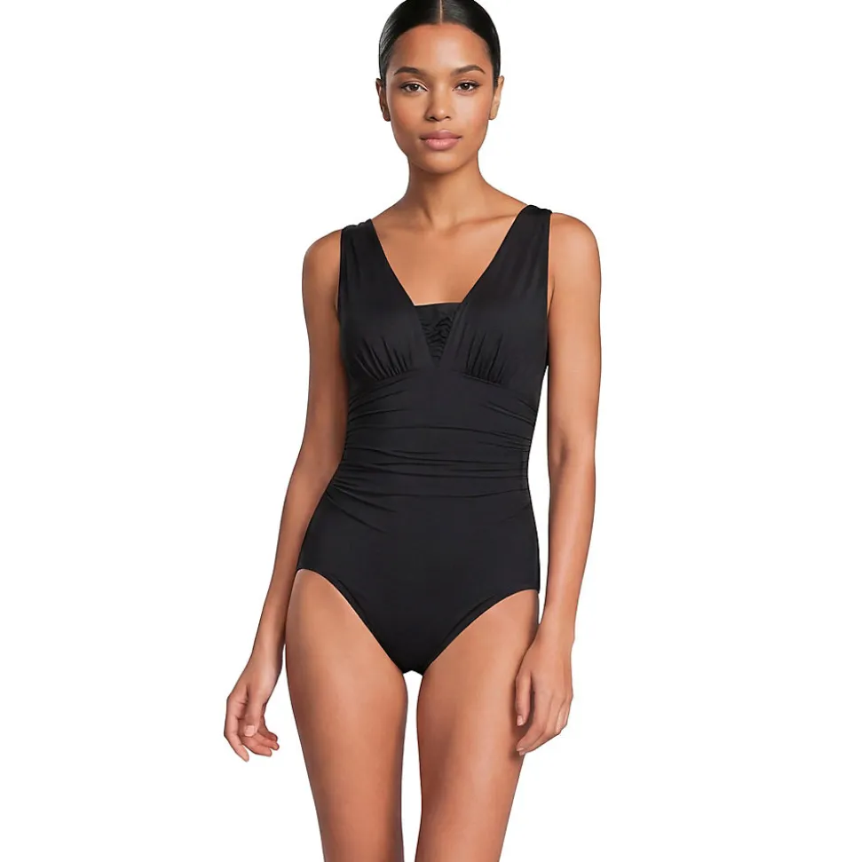 Shape-Badeanzug mit V-Ausschnitt und verstellbaren Trägern SLENDER für Damen