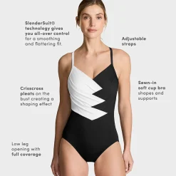 Shape-Badeanzug SLENDER mit Webdetail für Damen in D-Cup