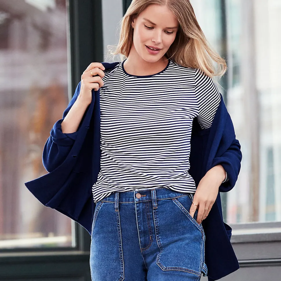 Shirt aus Baumwolle/Modal-Mix mit Rundausschnitt für Damen