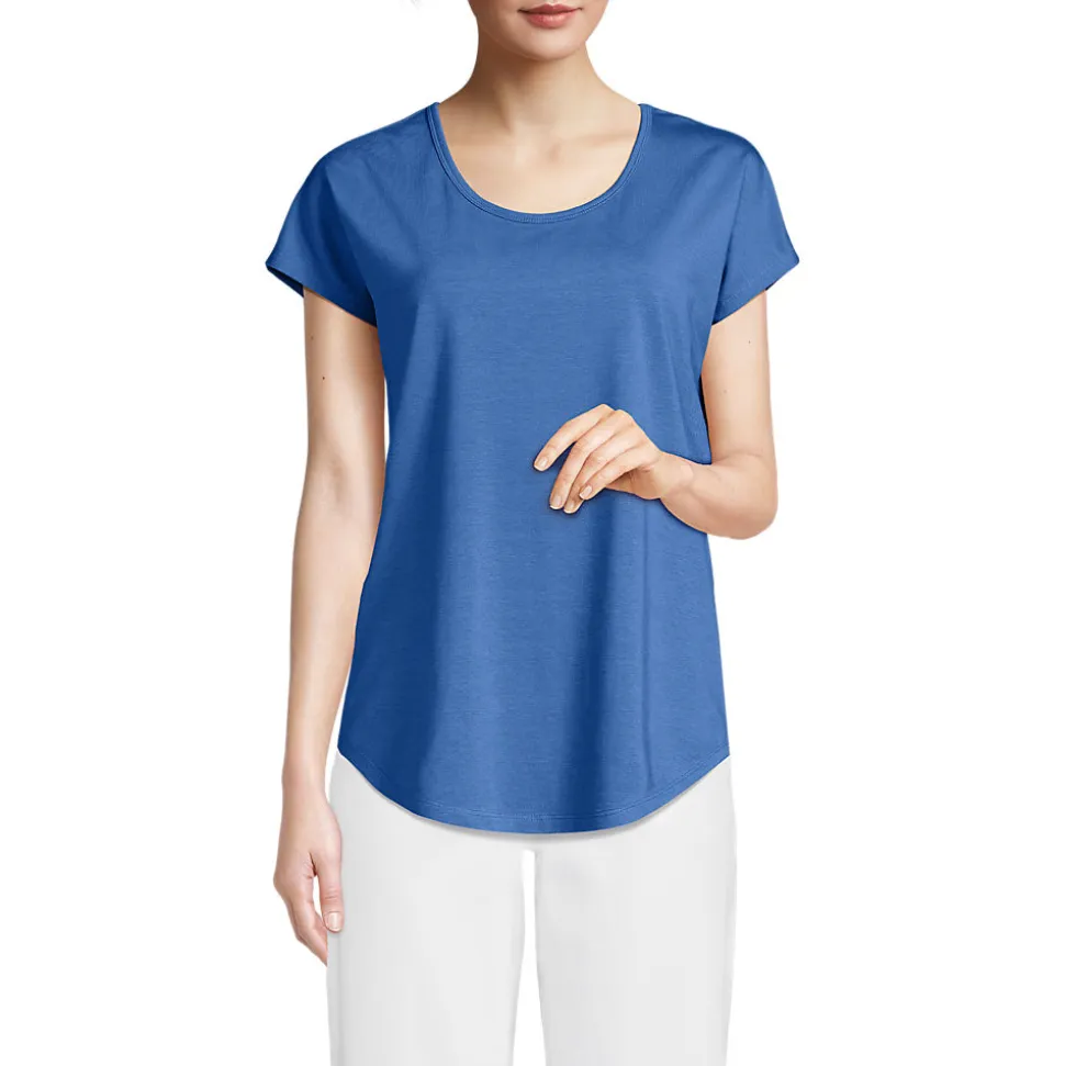 Shirt aus Baumwolle/Modal-Mix mit Ballettausschnitt für Damen