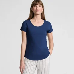 Shirt aus Baumwolle/Modal-Mix mit Ballettausschnitt für Damen