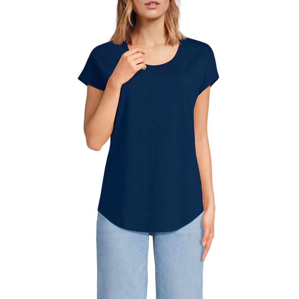 Shirt aus Baumwolle/Modal-Mix mit Ballettausschnitt für Damen
