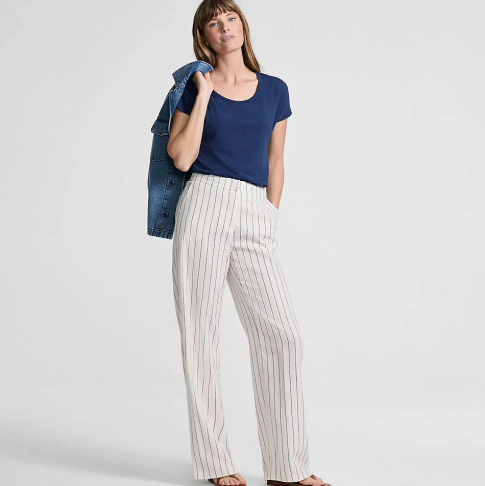 Shirt aus Baumwolle/Modal-Mix mit Ballettausschnitt für Damen