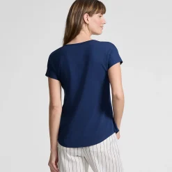 Shirt aus Baumwolle/Modal-Mix mit Ballettausschnitt für Damen