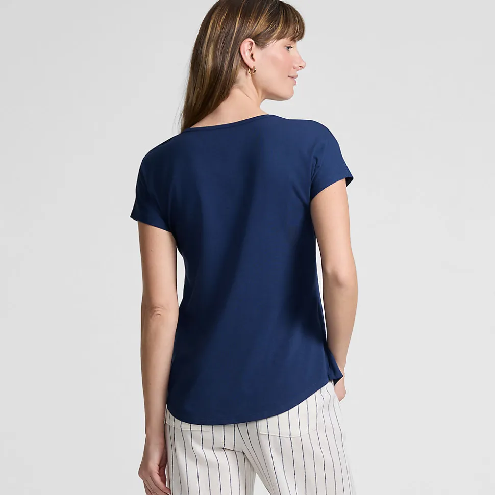 Shirt aus Baumwolle/Modal-Mix mit Ballettausschnitt für Damen