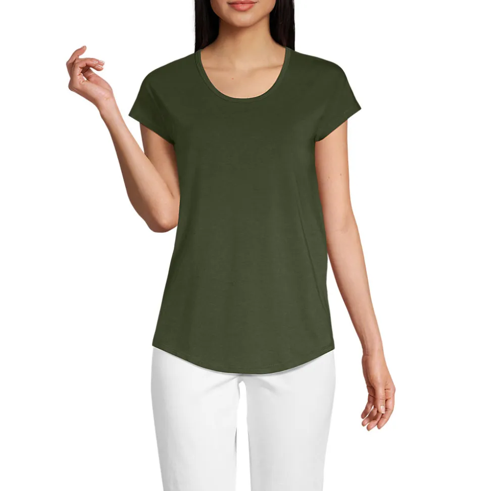 Shirt aus Baumwolle/Modal-Mix mit Ballett-Ausschnitt für Damen