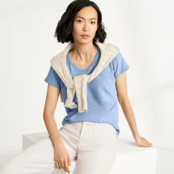 Shirt aus Baumwolle/Modal-Mix mit Ballett-Ausschnitt für Damen