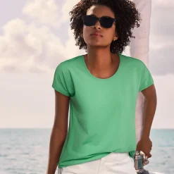 Shirt aus Baumwolle/Modal-Mix mit Ballett-Ausschnitt für Damen