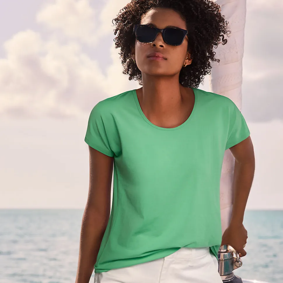 Shirt aus Baumwolle/Modal-Mix mit Ballett-Ausschnitt für Damen