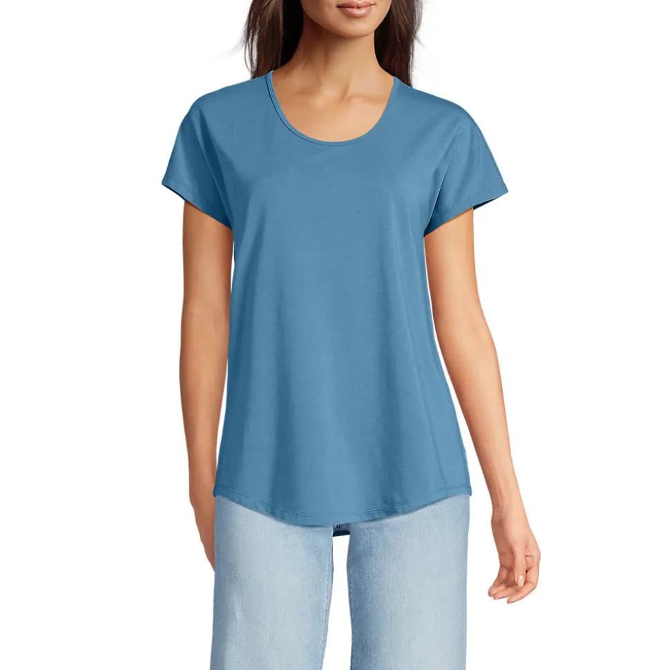 Shirt aus Baumwolle/Modal-Mix mit Ballett-Ausschnitt für Damen