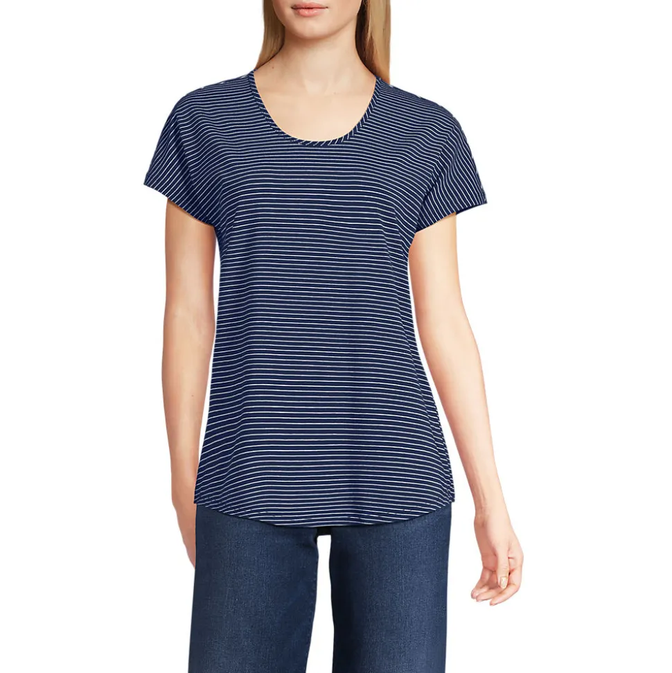 Shirt aus Baumwolle/Modal-Mix mit Ballett-Ausschnitt für Damen