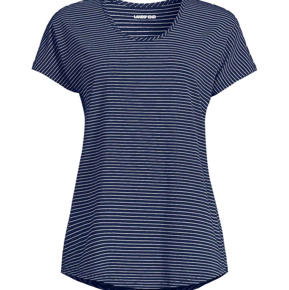 Shirt aus Baumwolle/Modal-Mix mit Ballett-Ausschnitt für Damen
