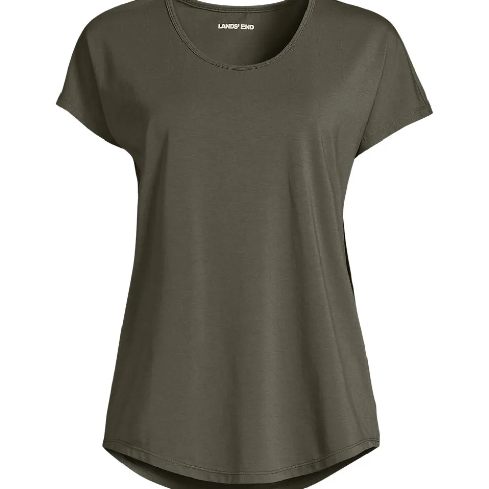 Shirt aus Baumwolle/Modal-Mix mit Ballett-Ausschnitt für Damen