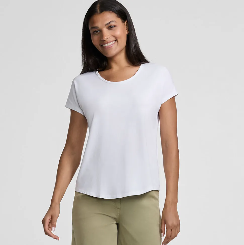 Shirt aus Baumwolle/Modal-Mix mit Ballett-Ausschnitt für Damen