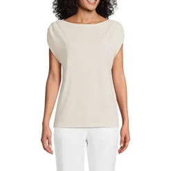 Shirt aus Leinenmix mit U-Boot-Ausschnitt für Damen