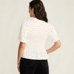 Silk Knit Smok-Shirt mit kurzen Ärmeln für Damen